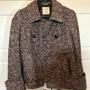 Brown houndstooth old navy pea coat